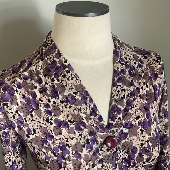 Vintage 1940’s Rayon Jersey Purple Raspberry Print Long Sleeve Dress - Picture 5 of 16